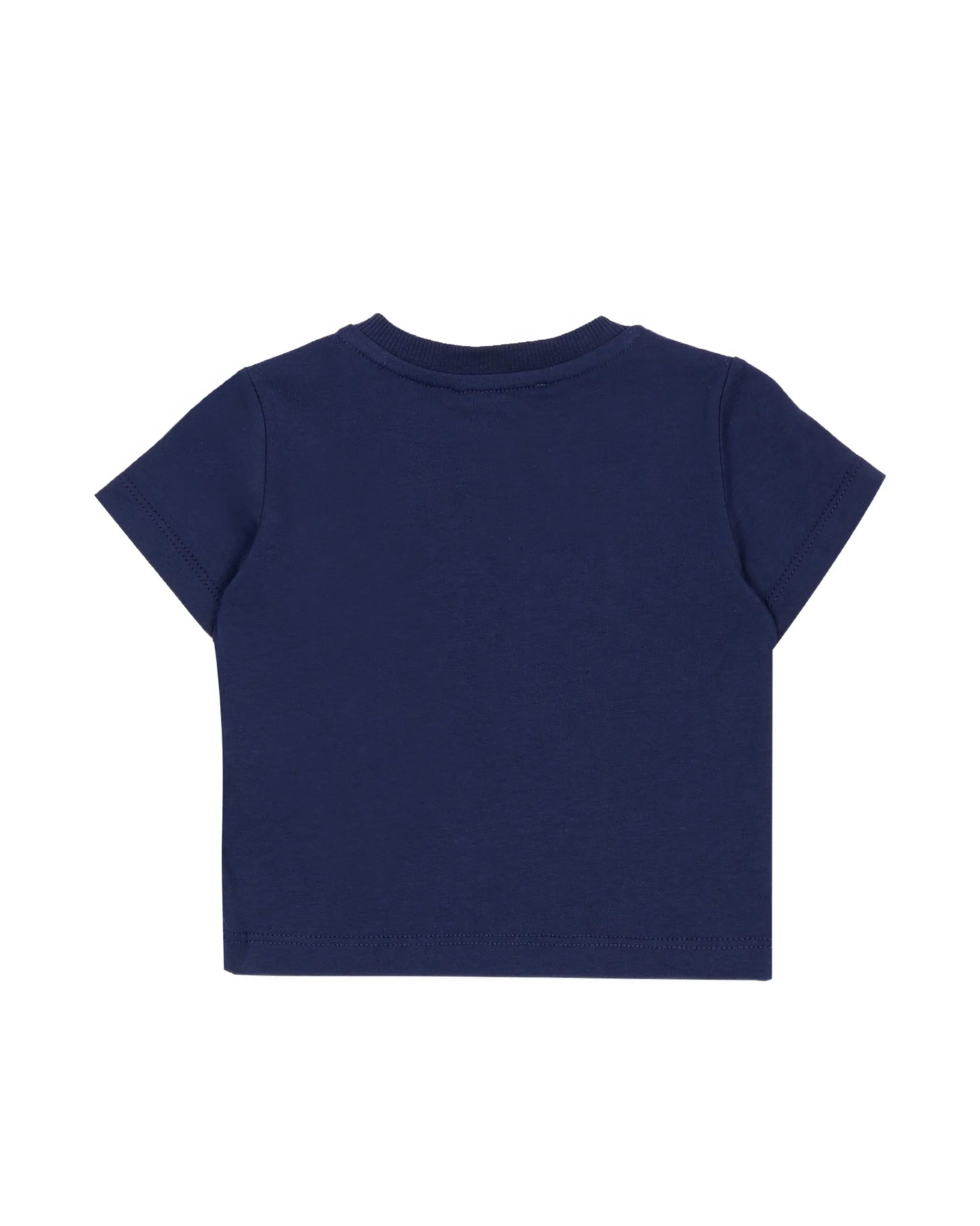 Moschino Kids T-Shirt Blue con Logo Teddy Bear per Neonati