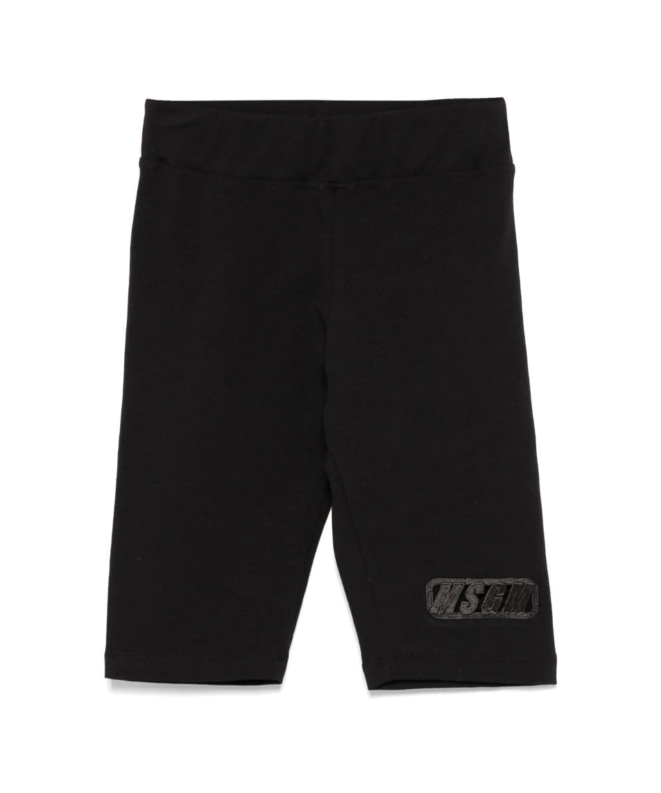 MSGM Kids Ciclista Nero con Ricamo Logo per Bambine (fronte)