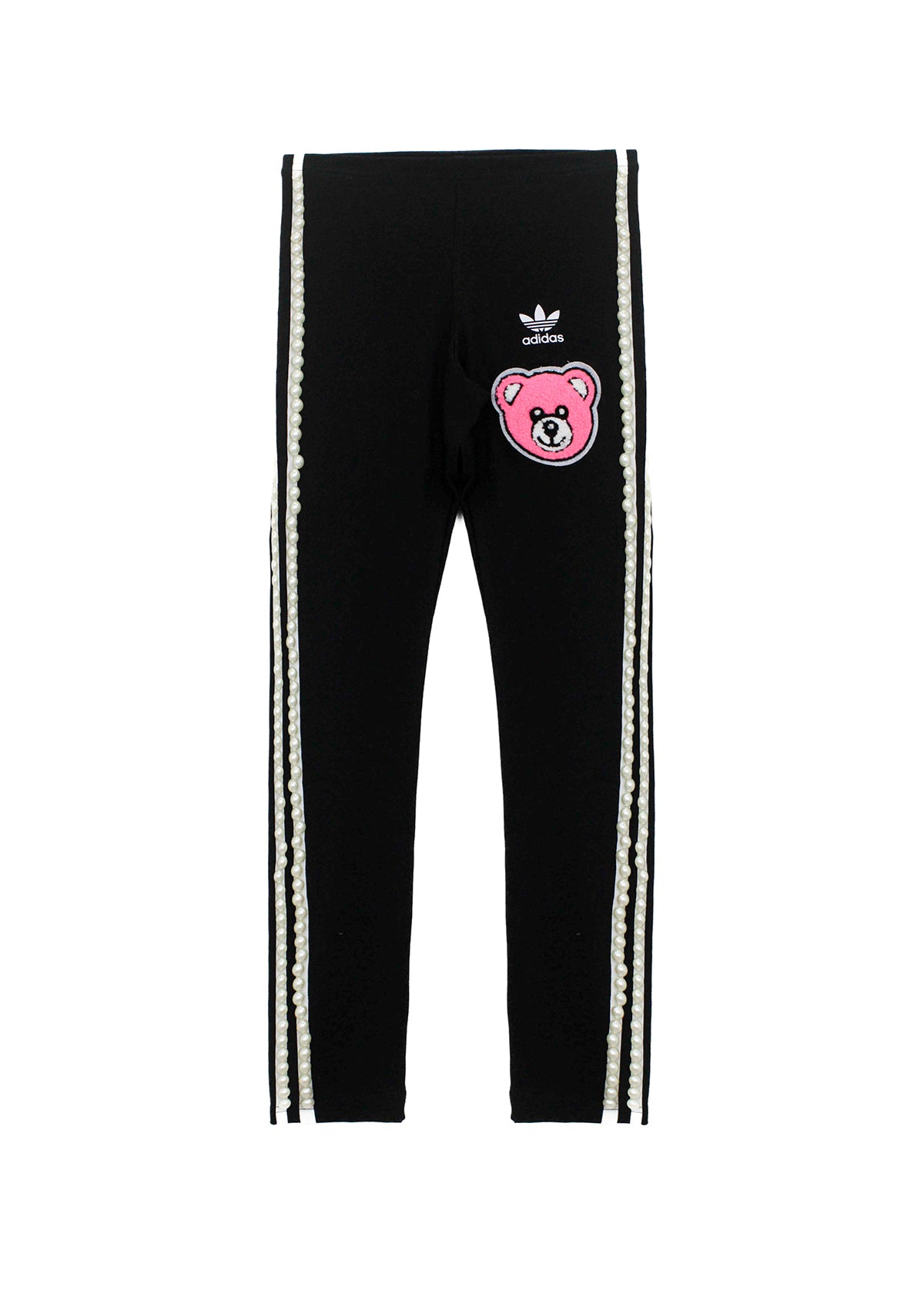 Adidas X Iconic Leggings Nero con Patch Bear e Perle per Bambine (fronte)