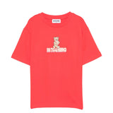 Moschino Kids Maxi T-Shirt Rossa con Logo Teddy Bear per Bambine