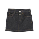 Elisabetta Franchi La Mia Bambina Gonna in Denim Scuro con Logo per Bambine