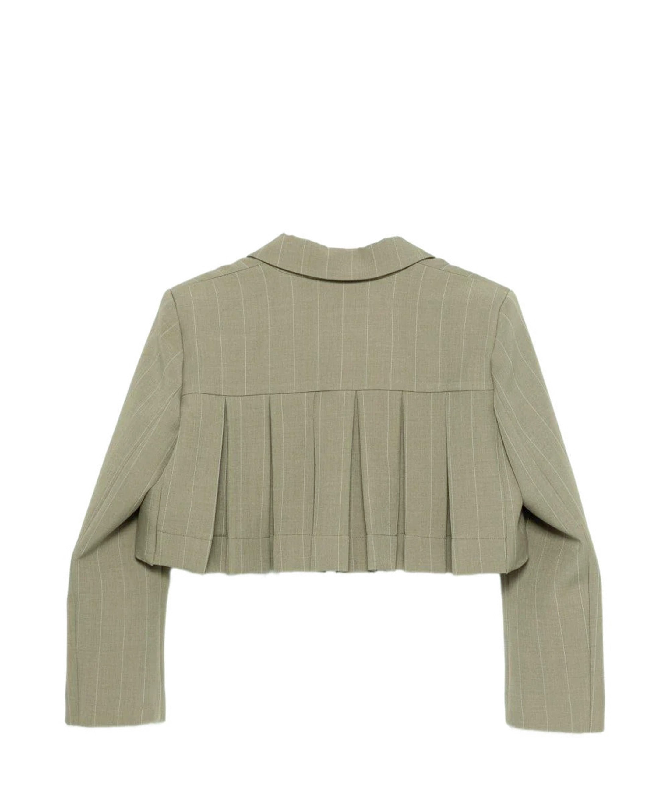 A'lapage Kids Giacca Gessata Oliva con Dettaglio Fiori per Bambine