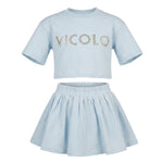 Vicolo Kids Completo Celeste con Logo Brillantinato per Bambine
