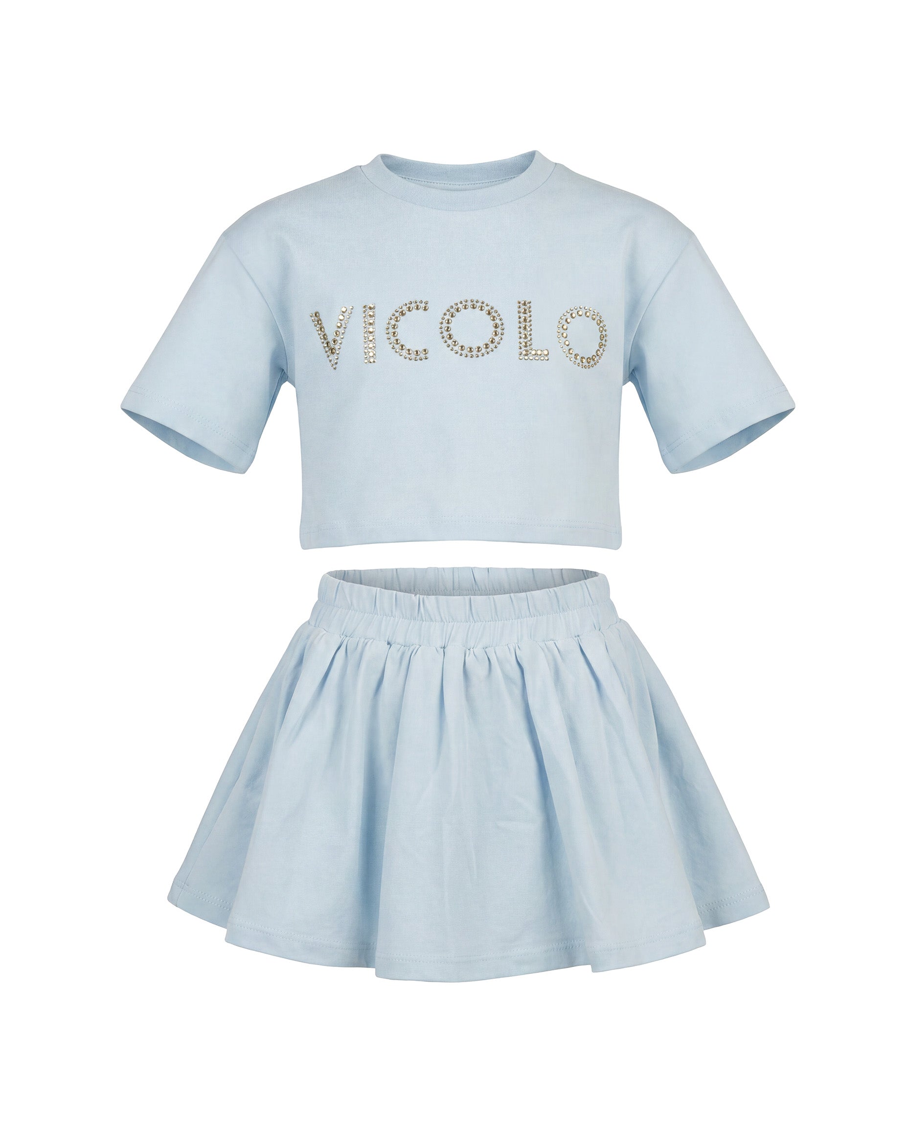 Vicolo Kids Completo Celeste con Logo Brillantinato per Bambine