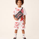 Sprayground Kids White Bermuda with Red Contrast Print for Children