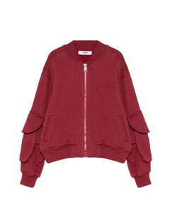 MSGM Kids Felpa con Zip Borgogna per Bambine