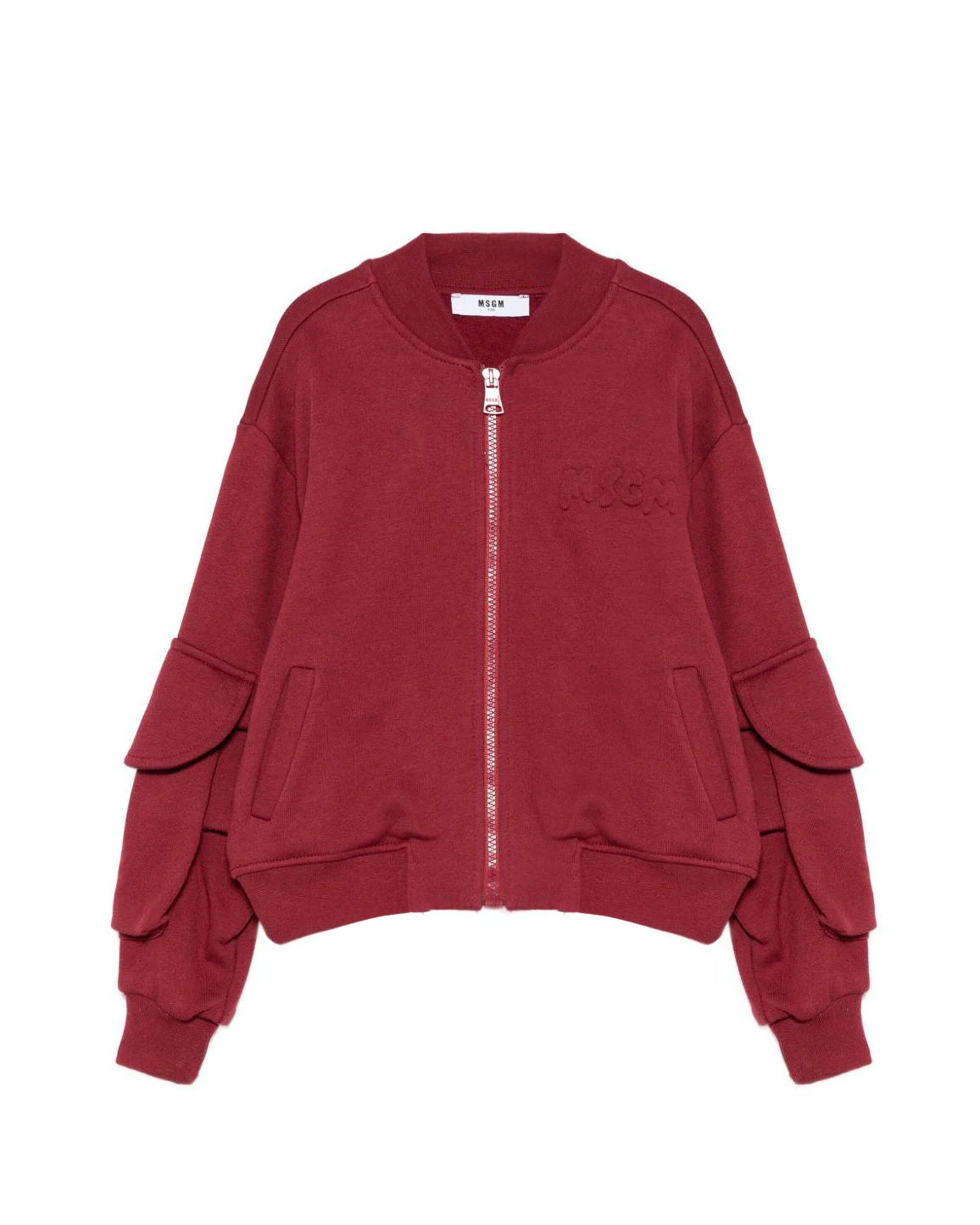 MSGM Kids Felpa con Zip Borgogna per Bambine