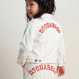 Dsquared2 Kids Giacca in Denim Bianco con Stampa Logo sul Retro per Neonati