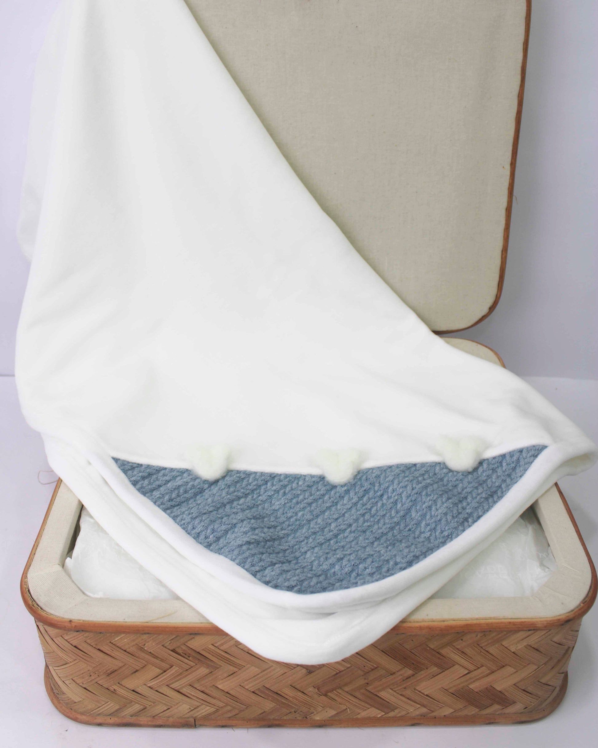 Deolinda Coperta Bianca/Denim con Teddy per Neonati