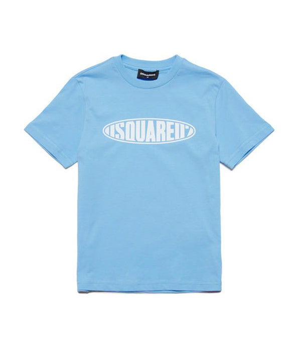 Dsquared2 Kids T-Shirt Celeste con Logo Surf per Bambini