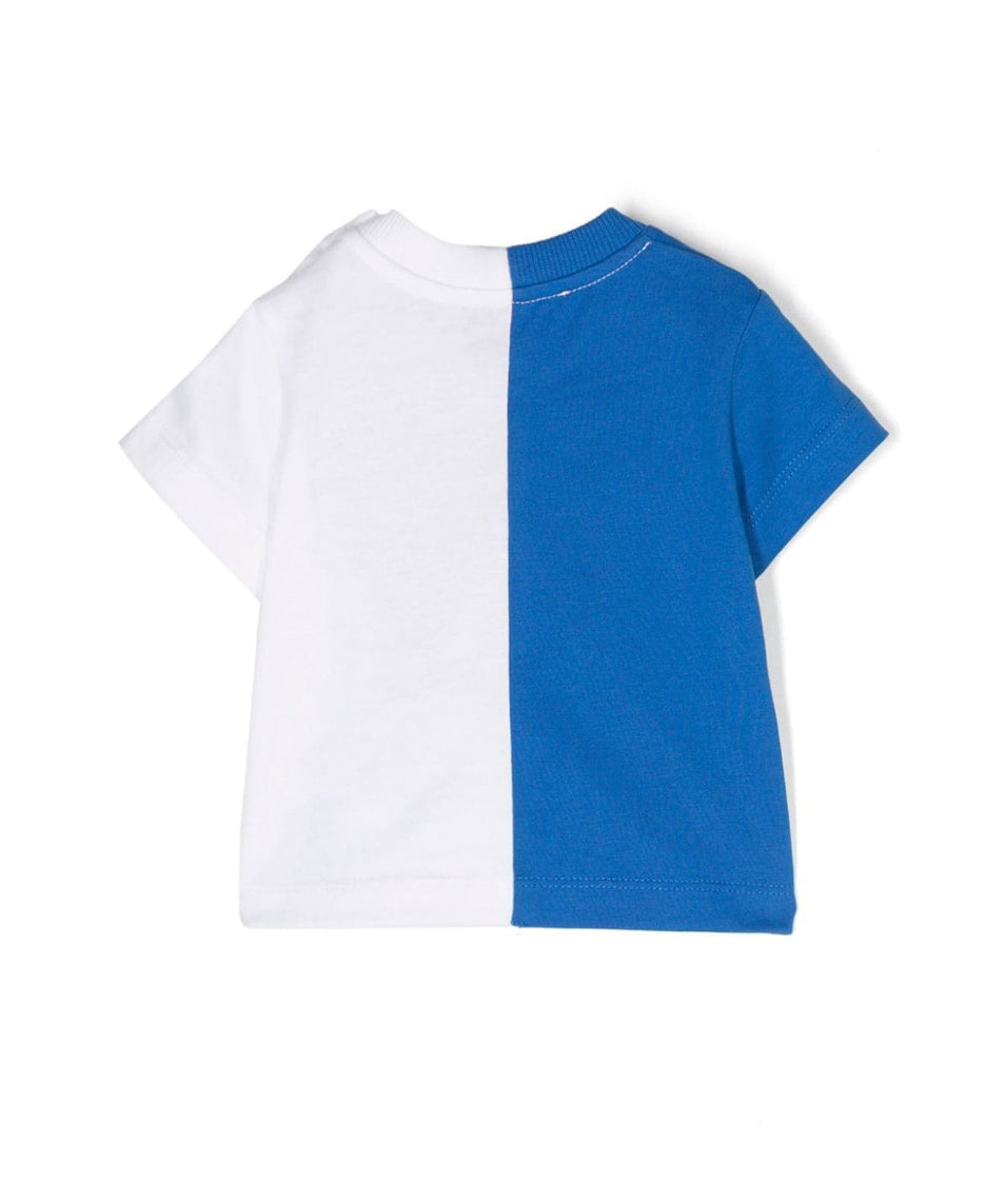 Moschino Kids T-Shirt Blu/Bianca con Stampa Teddy Bear per Neonati (retro)
