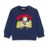 Dsquared2 Kids Felpa Blu con Stampa per Neonati