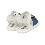 Moschino Kids Sandalo Bianco in Denim con Toppa per Neonati