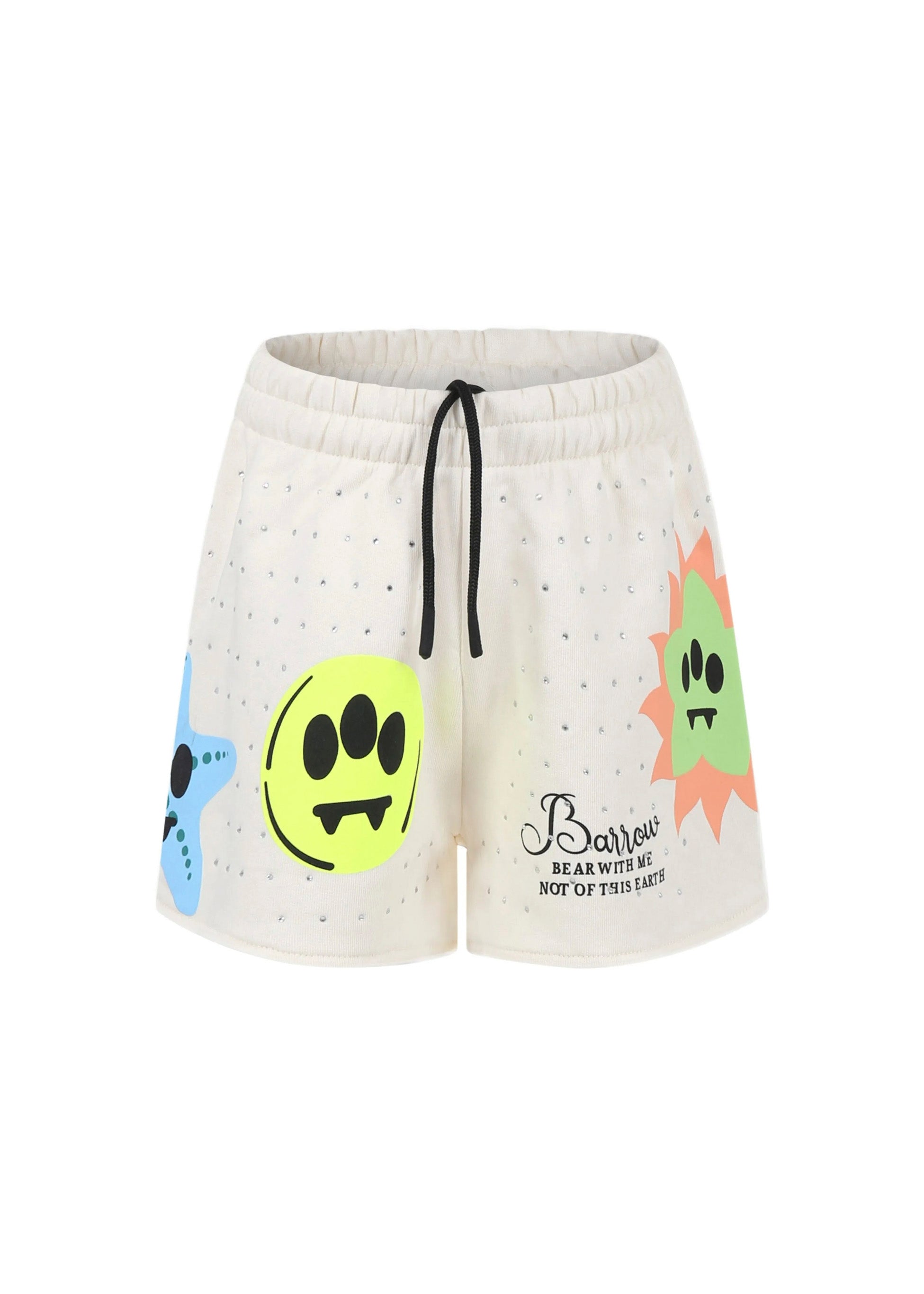 Barrow Kids Short Crema con Stampa e Strass per Bambine