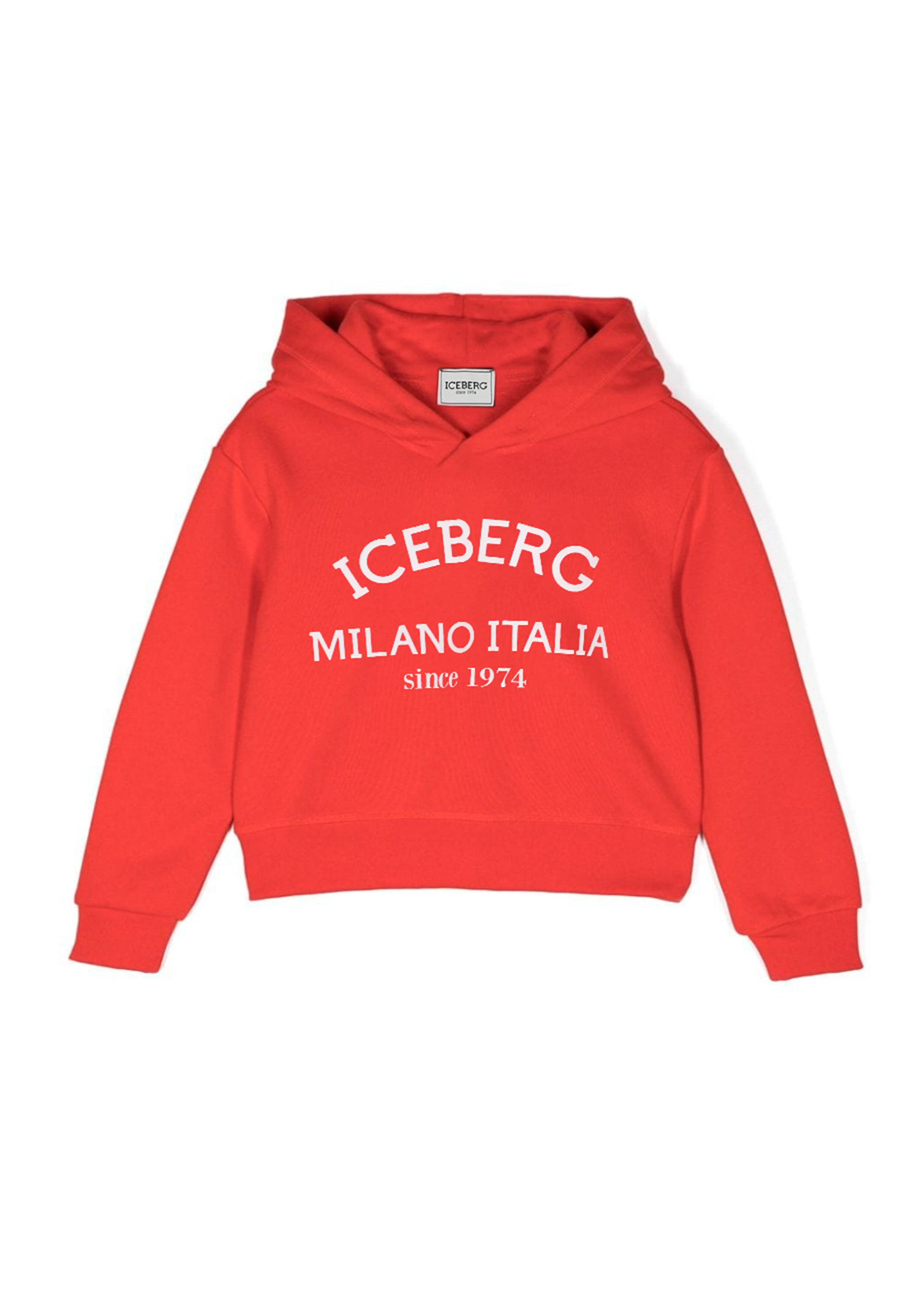 Iceberg Kids Felpa Rossa con Cappuccio con Stampa