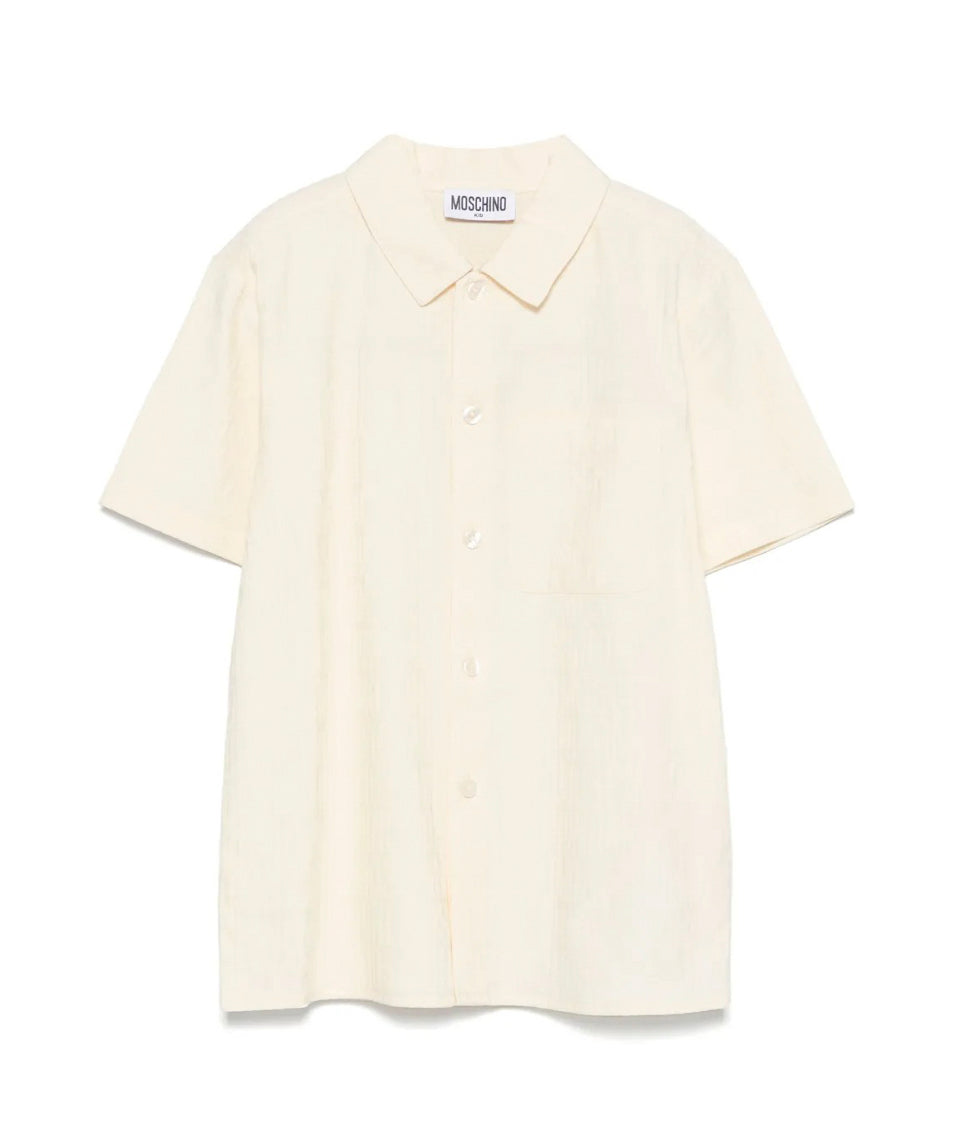 Moschino Kids Camicia Crema con Logo All-over per Bambini