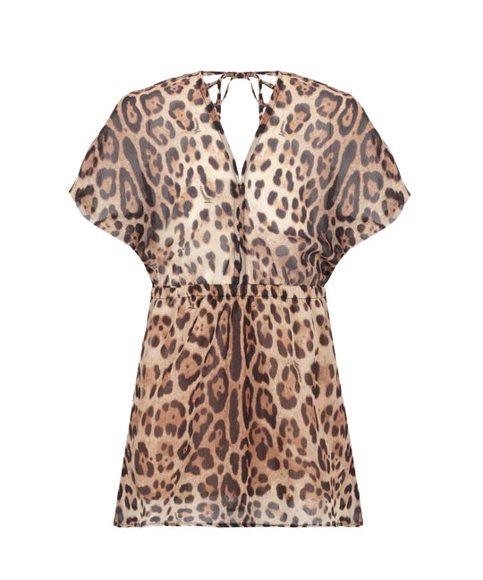 4Giveness Kids Copricostume Caftano Leopardato per Bambine