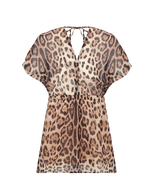 4Giveness Kids Copricostume Caftano Leopardato per Bambine