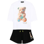 Barrow Kids Completo Bianco e Nero con Stampa Teddy Unisex