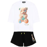 Barrow Kids Completo Bianco e Nero con Stampa Teddy Unisex