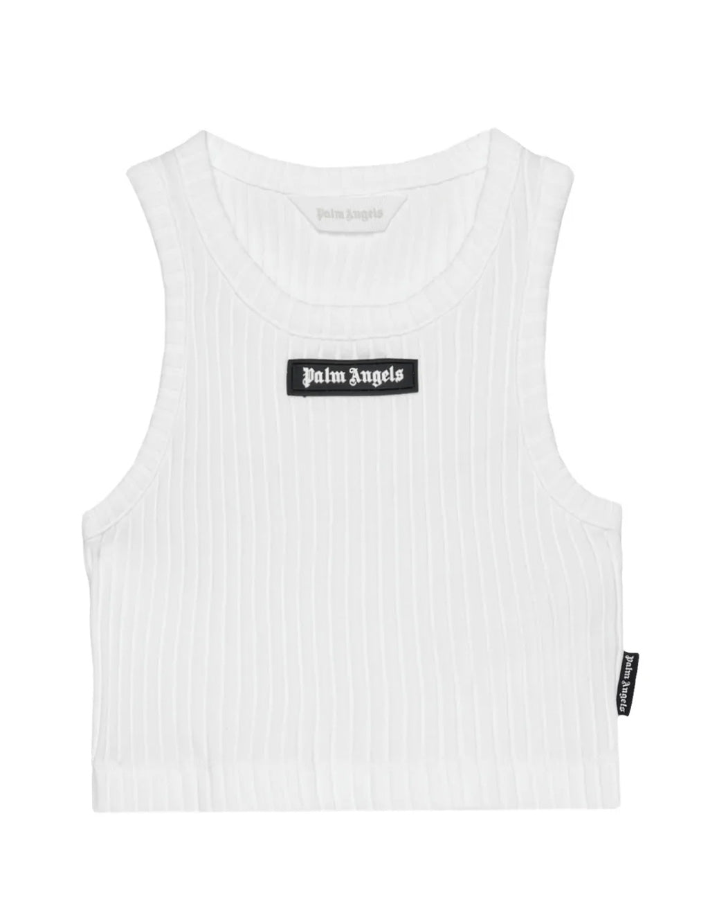 Palm Angels Kids Top Bianco a Costine con Logo per Bambine