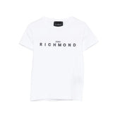 John Richmond Kids T-Shirt Bianco con Stampa Logo per Bambini