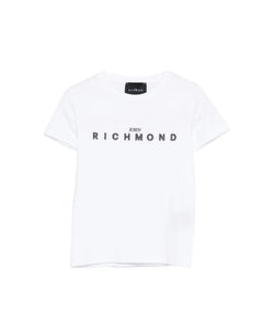 John Richmond Kids T-Shirt Bianco con Stampa Logo per Bambini