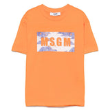 MSGM Kids T-shirt Arancione con Banda Logo per Bambini