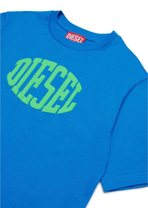 Diesel Kids T-shirt Celeste Puffy Print per Bambini