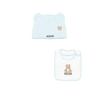 Moschino Kids Cappello con Bavetta Celeste con Logo per Neonati