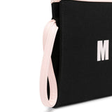 Msgm Kids Borsa Clutch Nera con Stampa Logo