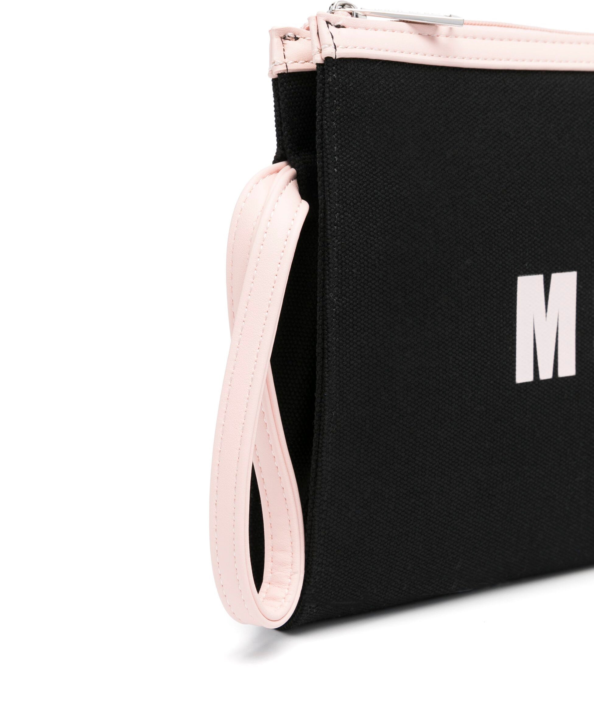 Msgm Kids Borsa Clutch Nera con Stampa Logo