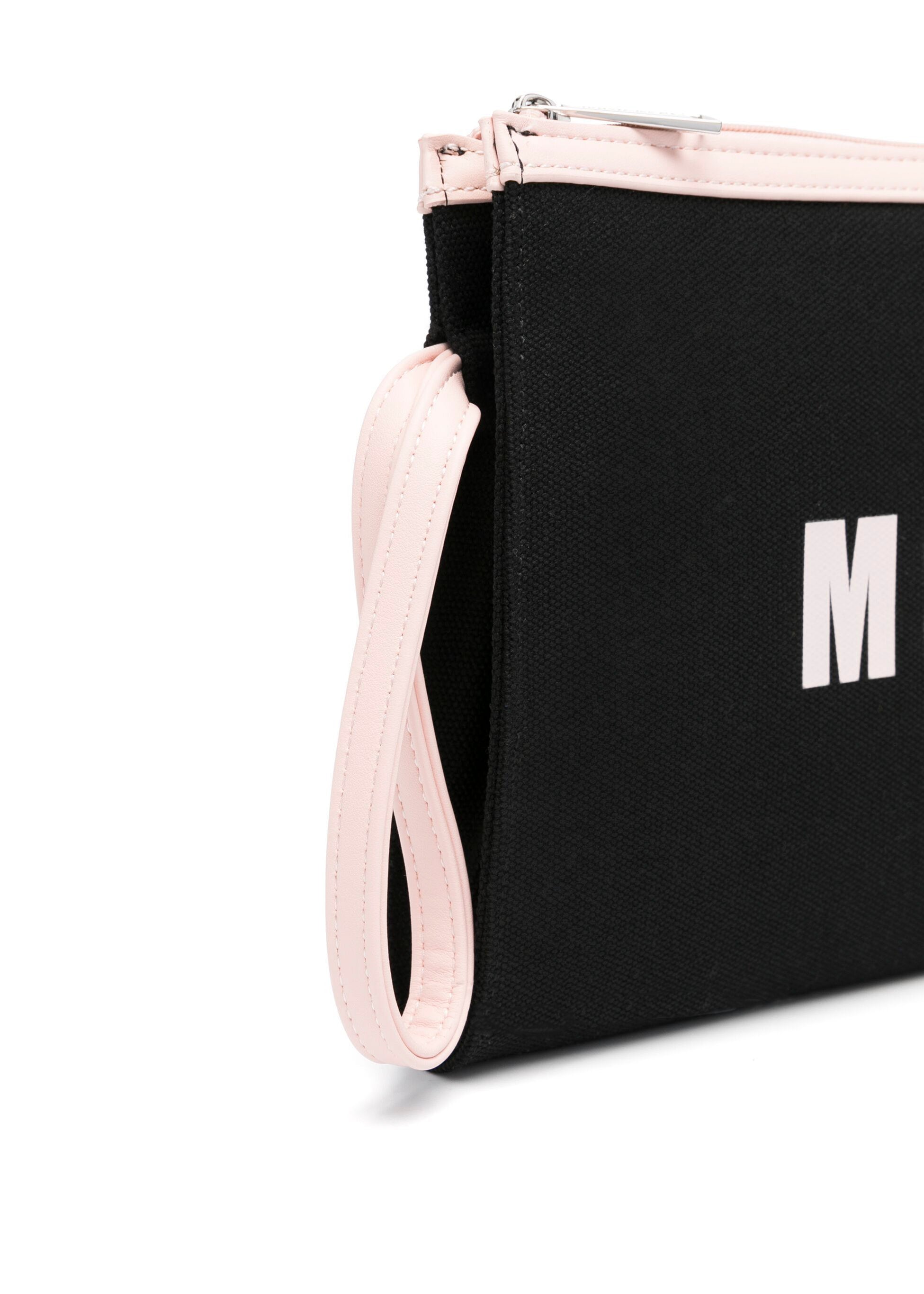 Msgm Kids Borsa Clutch Nera con Stampa Logo