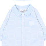 BOSS Kids Set Nascita Azzurro con Tutina in Ciniglia con Orsetti e Cappellino per Neonati