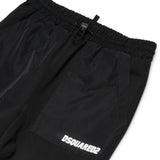 Dsquared2 Kids Pantalone di Tuta Nero Elasticizzato con Dettaglio Scritta Logo per Bambini