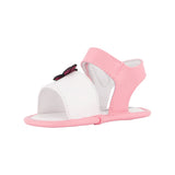 Moschino Kids Sandalo Rosa e Bianco con Fiore Ricamato per Neonate