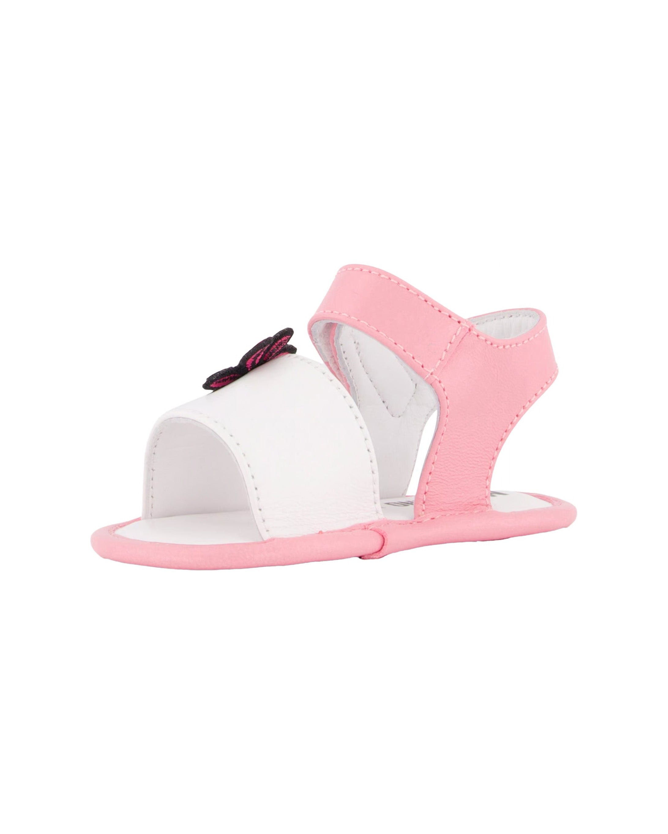 Moschino Kids Sandalo Rosa e Bianco con Fiore Ricamato per Neonate