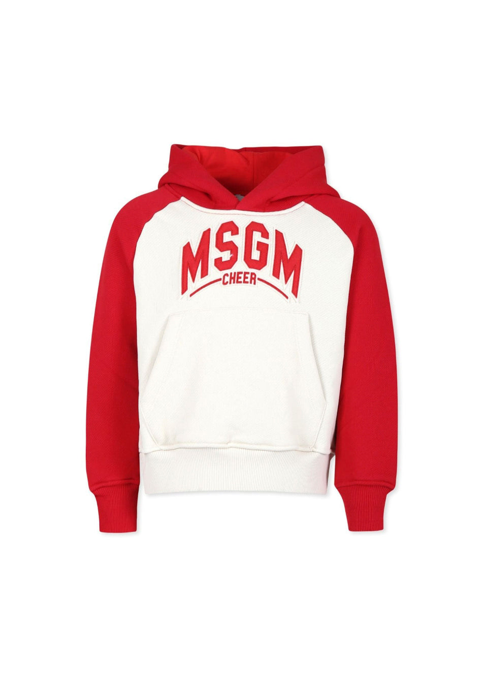 MSGM Kids Felpa Crema/Rosso con Cappuccio per Bambini
