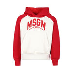 MSGM Kids Felpa Crema/Rosso con Cappuccio per Bambini