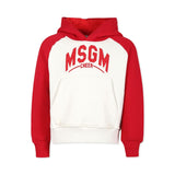 MSGM Kids Felpa Crema/Rosso con Cappuccio per Bambini