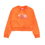 Diesel Kids Felpa Arancione Marmorizzata con Oval D per Bambine