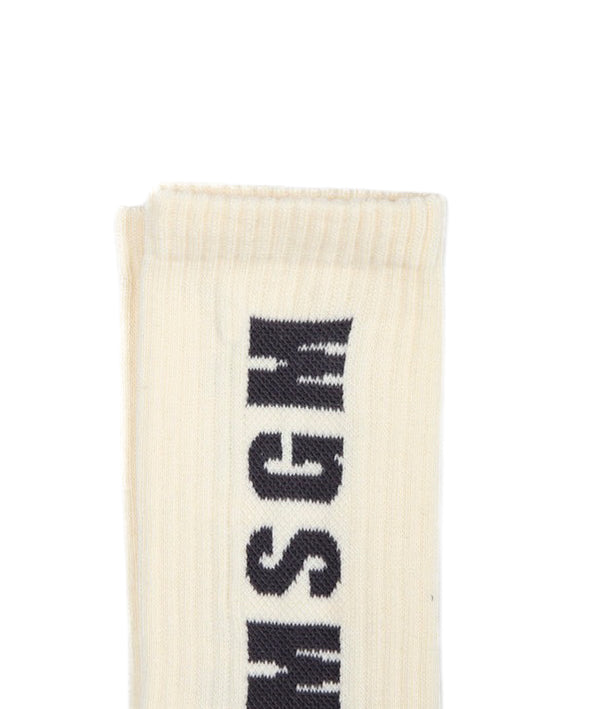 MSGM Kids Calzini Crema con Logo