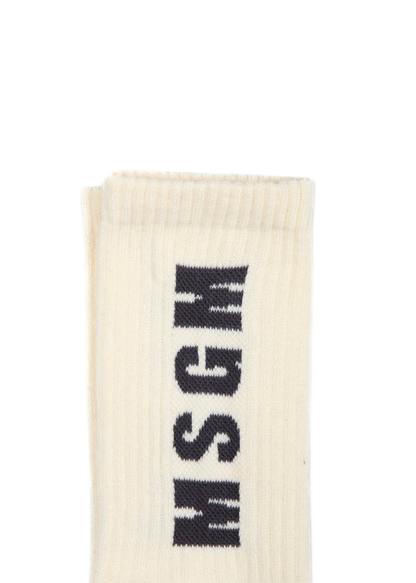 MSGM Kids Calzini Crema con Logo
