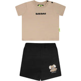 Barrow Kids T-shirt Sabbia con Stampa Retro con Shorts Neri per Neonati