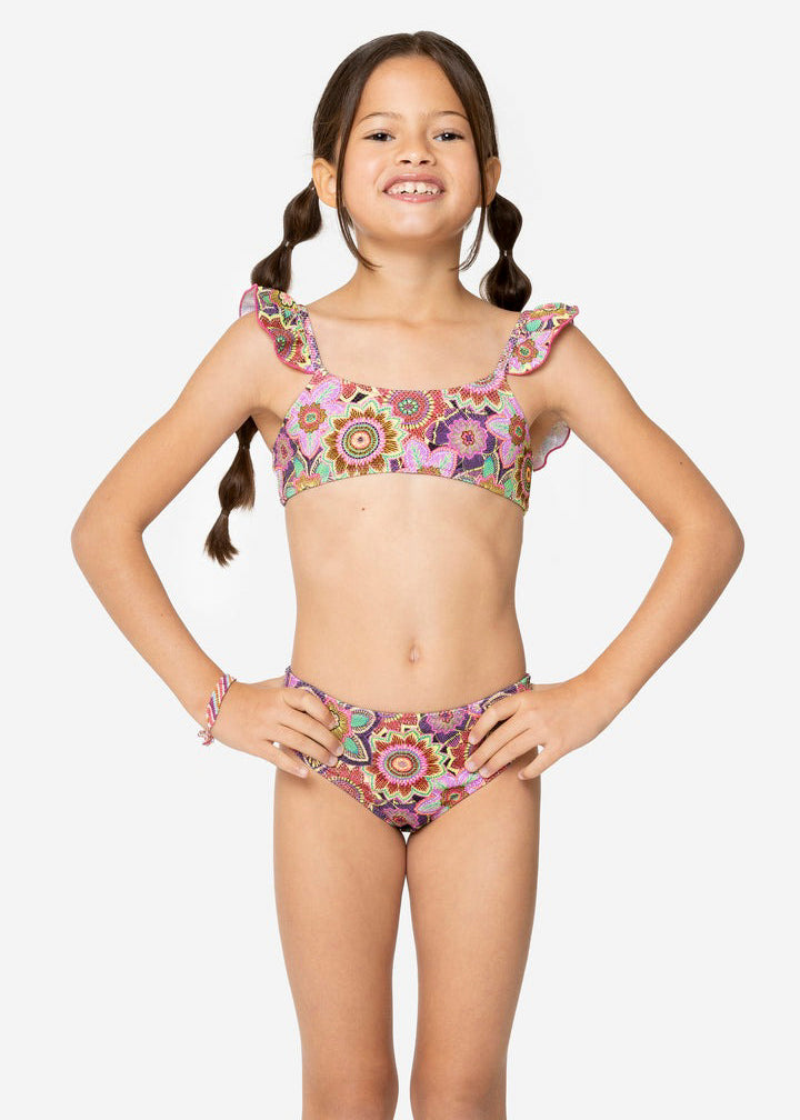 4GIVENESS Costume Bikini a Fascia Fantasia Tropical Bouquet per Bambine