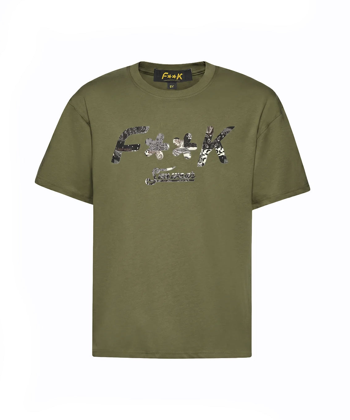 F**K Kids T-Shirt Verde Militare con Logo per Bambini