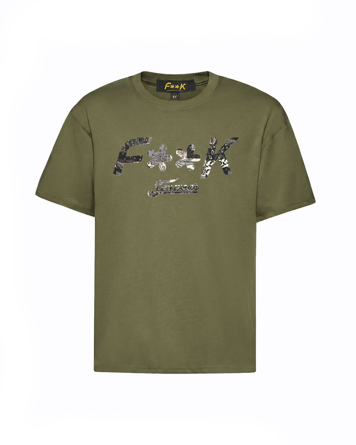 F**K Kids T-Shirt Verde Militare con Logo per Bambini
