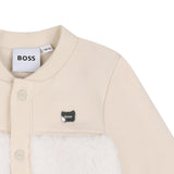 BOSS Kids Completo Beige con Giacca in Felpa e Teddy e Pantaloni con Placca Logo per Neonati