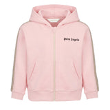 Palm Angels Kids Completo Felpa con Zip e Pantalone Rosa con Logo per Neonate