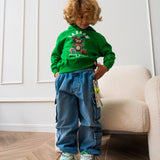 Barrow Kids Green Printed Hoodie for Kids